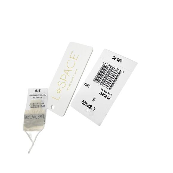 L*Space Court Bitsy Bikini Bottom White High Waisted Ribbed Size Small NWT - Picture 8 of 9